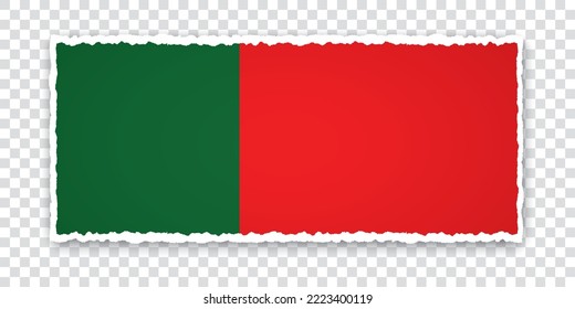 vector illustration of torn paper banner with flag of Portugal on transparent background