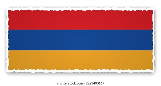 vector illustration of torn paper banner with flag of Armenia on transparent background