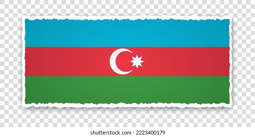 vector illustration of torn paper banner with flag of Azerbaijan on transparent background