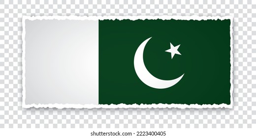 ilustración vectorial de banner de papel roto con bandera de Pakistán sobre fondo transparente