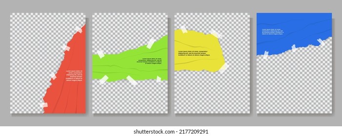 Vector Illustration. Torn Paper Effect. Color Note Stickers. Colorful Gradient Banner Collection. Design For Brochure, Book Cover, Magazine, Poster, Gift Or Business Card, Banner. Rumpled Plastic Wrap