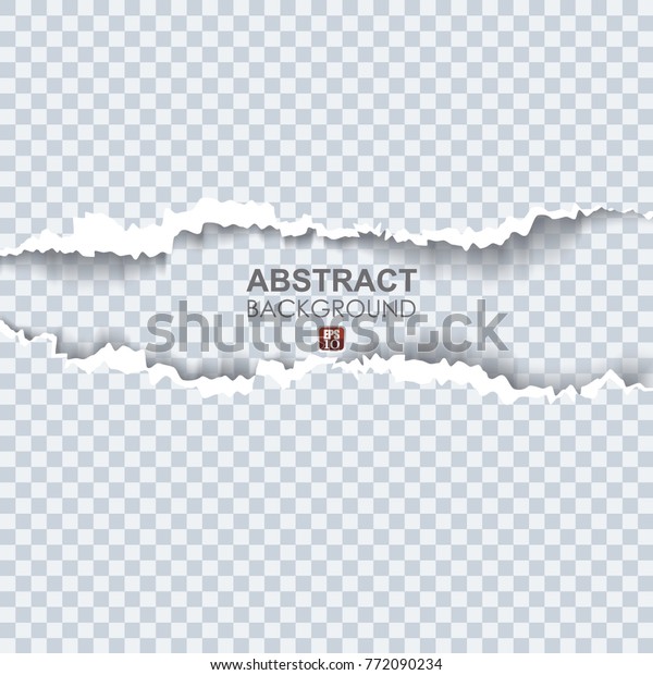Vector illustration of torn paper with ripped\
edges and shadow on transparent background. Graphic concept for\
your design.
