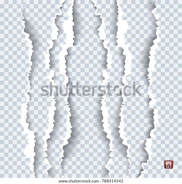 Vector illustration of torn paper with ripped\
edges and shadow on transparent background. Graphic concept for\
your design.