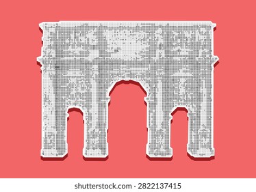 Vector illustration: torn paper scraps. Figurine arches of Constantine pop art style.