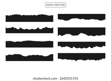 Vector Illustration of Torn Paper Set Featuring Jagged Edges and Top and Bottom Frames
