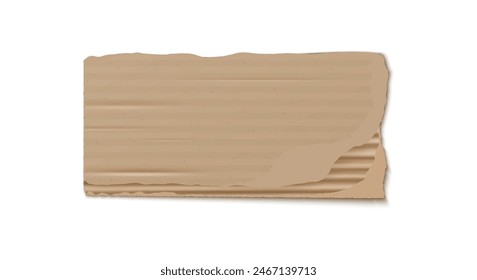 Ilustración vectorial de un trozo de cartón desgarrado con bordes dentados y dañados. Textura de papel Kraft, ideal para maquetas de productos sobre un fondo aislado limpio.