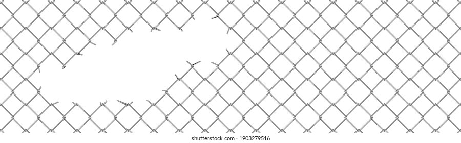 Vector illustration of torn wire mesh that can be used for banners