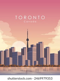 Vector illustration. Toronto, Canada. Design for poster, banner, cover, card. Modern design. Travel, tourism.