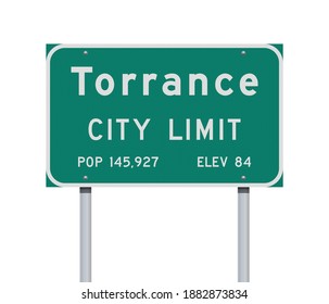 Vector illustration of the Torrance City Limit green road sign