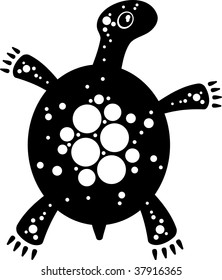 Vector illustration of a tortoise. Black and white.