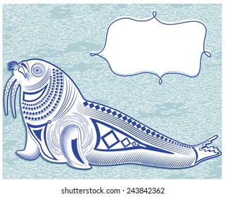 Vector illustration of a totem animal  - Walrus