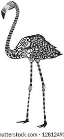 Vector illustration of a totem tattoo animal - flamingo - in graphic style