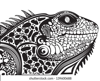 Vector illustration of a totem tattoo animal - Lizard Head