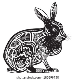 Vector illustration of a totem tattoo wild animal - Hare, Rabbit