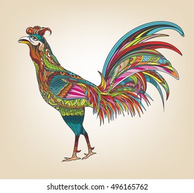 Vector illustration of a totem tribal animal - Rooster