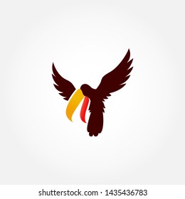 vector illustration toucan logo design on cartoon style with flat design. popular bird from america, brazil. stylized south america travel sign. exotic cute birds symbol - vector
