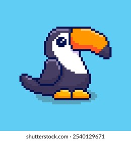 Ilustração vetorial de Toucan com Pixel Art Design, perfeito para recursos de jogo projetos temáticos