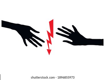 Vector illustration of a touch danger sign isolated on a white background.Warning sign of danger
