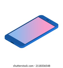 Ilustración vectorial del teléfono táctil en isometría.