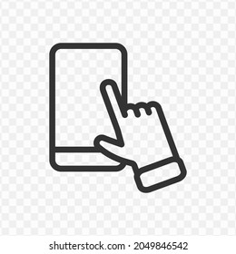 Vector illustration of touch screen icon in dark color and transparent background(png).