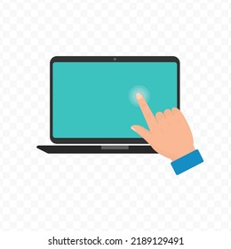 Vector Illustration Of Touch Screen Laptop. Colored Vector For Website Design .Simple Design On Transparent Background (PNG).