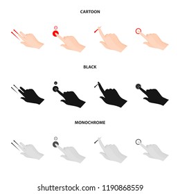 Vector illustration of touchscreen and hand icon. Collection of touchscreen and touch stock vector illustration.