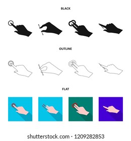 Vector illustration of touchscreen and hand icon. Collection of touchscreen and touch stock symbol for web.