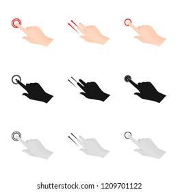 Vector illustration of touchscreen and hand icon. Set of touchscreen and touch vector icon for stock.