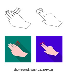 Vector illustration of touchscreen and hand icon. Collection of touchscreen and touch stock symbol for web.