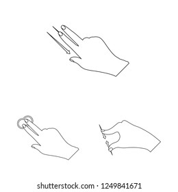 Vector illustration of touchscreen and hand icon. Collection of touchscreen and touch stock vector illustration.