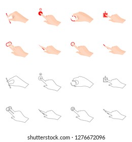 Vector illustration of touchscreen and hand icon. Collection of touchscreen and touch stock vector illustration.