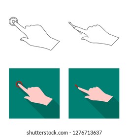 Vector illustration of touchscreen and hand icon. Set of touchscreen and touch stock vector illustration.