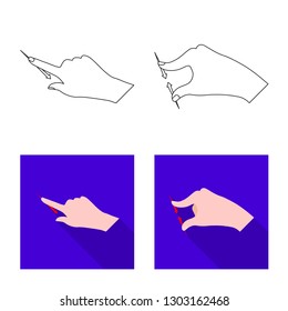 Vector illustration of touchscreen and hand icon. Collection of touchscreen and touch vector icon for stock.