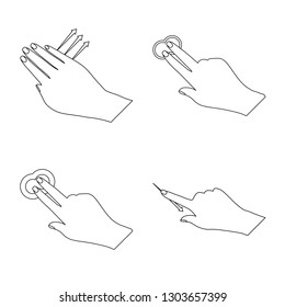 Vector illustration of touchscreen and hand icon. Collection of touchscreen and touch vector icon for stock.
