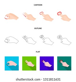 Vector illustration of touchscreen and hand icon. Set of touchscreen and touch vector icon for stock.