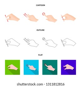 Vector illustration of touchscreen and hand icon. Set of touchscreen and touch stock symbol for web.