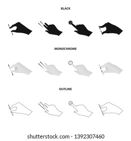 Vector illustration of touchscreen and hand icon. Collection of touchscreen and touch vector icon for stock.