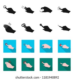 Vector illustration of touchscreen and hand logo. Collection of touchscreen and touch stock vector illustration.