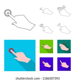 Vector illustration of touchscreen and hand logo. Collection of touchscreen and touch vector icon for stock.