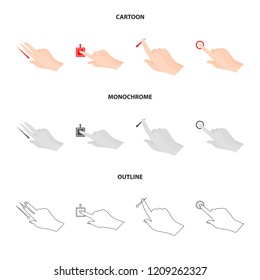 Vector illustration of touchscreen and hand logo. Set of touchscreen and touch stock vector illustration.