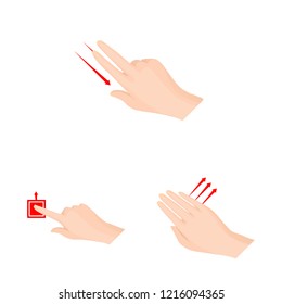 Vector illustration of touchscreen and hand logo. Set of touchscreen and touch vector icon for stock.