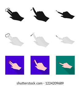 Vector illustration of touchscreen and hand logo. Set of touchscreen and touch stock vector illustration.