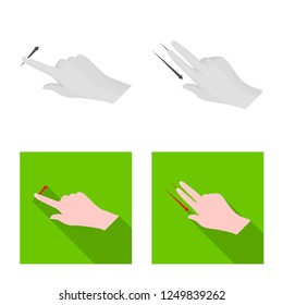 Vector illustration of touchscreen and hand logo. Set of touchscreen and touch stock symbol for web.
