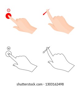 Vector illustration of touchscreen and hand logo. Set of touchscreen and touch stock vector illustration.