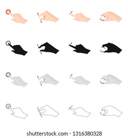 Vector illustration of touchscreen and hand logo. Collection of touchscreen and touch stock symbol for web.