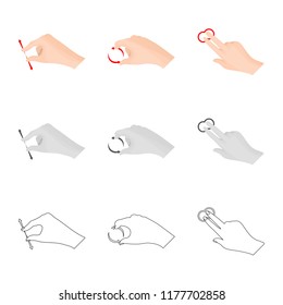 Vector illustration of touchscreen and hand sign. Collection of touchscreen and touch stock vector illustration.