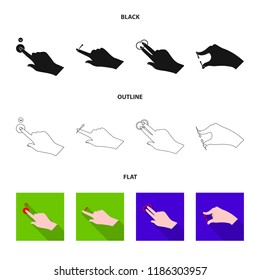 Vector illustration of touchscreen and hand sign. Collection of touchscreen and touch vector icon for stock.