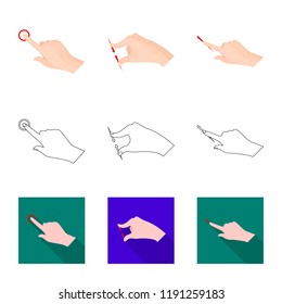 Vector illustration of touchscreen and hand sign. Collection of touchscreen and touch vector icon for stock.