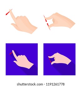 Vector illustration of touchscreen and hand sign. Collection of touchscreen and touch stock symbol for web.