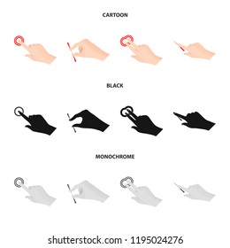 Vector illustration of touchscreen and hand sign. Collection of touchscreen and touch vector icon for stock.